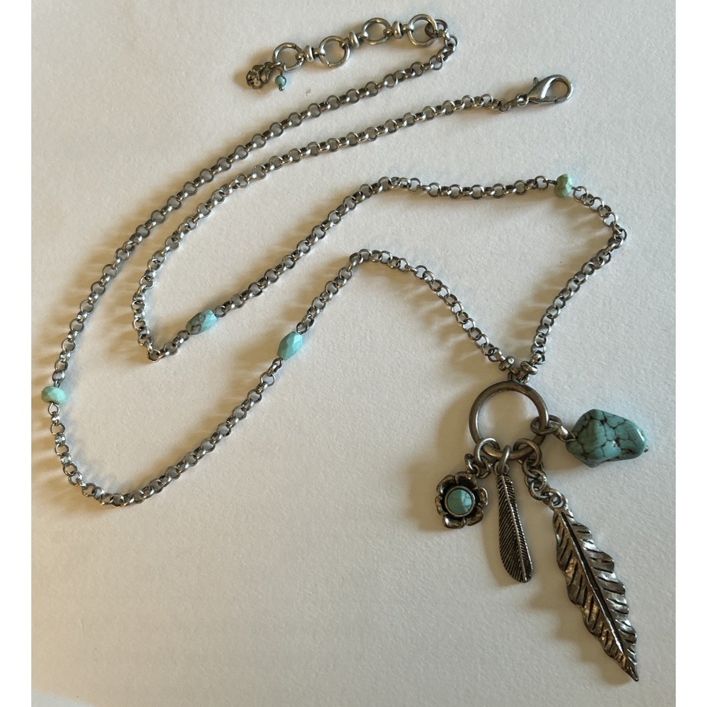 Lucky Brand Necklace Boho Western Signed 28" 2" Extend Charms Lobster